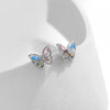MODIAN 925 Sterling Silver Rainbow Colorful Zirconia Stud Earrings Luxury Hollow Butterfly Fine Jewelry For Women Christmas Gift