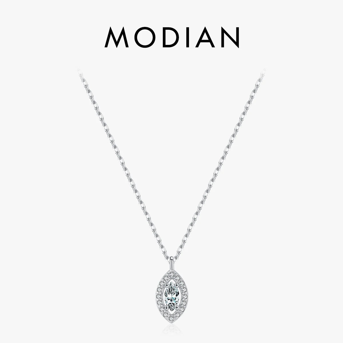 MODIAN 925 Sterling Silver Rhombus Sparkling Zirconia Pendant Necklace Trendy Gold Color Link Chain For Women Fine Jewelry Gifts