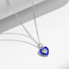 MODIAN 925 Sterling Silver Romantic Heart Klein Blue Enamel Pendant Necklace Shiny CZ Chain Neck For Women Fine Jewelry