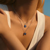 MODIAN 925 Sterling Silver Romantic Heart Klein Blue Enamel Pendant Necklace Shiny CZ Chain Neck For Women Fine Jewelry
