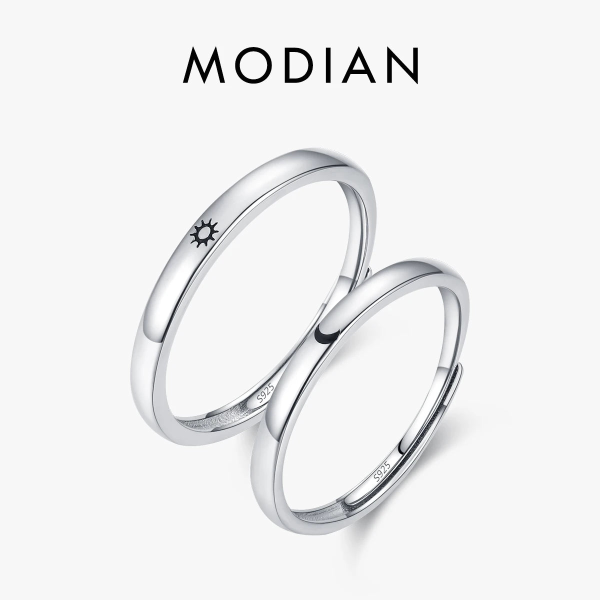 MODIAN 925 Sterling Silver Romantic Moon Sun Finger Rings For Women and Men Lover Couple Rings Fine Jewelry Anniversary Gifts