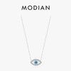 MODIAN 925 Sterling Silver Sea Blue Eye Zirconia Pendant Necklace link Chain Trendy Stackable Neck For Women Fine Jewelry Gifts