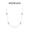 MODIAN 925 Sterling Silver Sexy Eyelash The Hand of Fatima Turquoise Pendant Lucky Blue Eye Necklace For Women Fine Jewelry Gift
