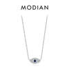 MODIAN 925 Sterling Silver Sexy Eyelash The Hand of Fatima Turquoise Pendant Lucky Blue Eye Necklace For Women Fine Jewelry Gift