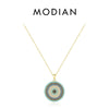 MODIAN 925 Sterling Silver Sexy Eyelash The Hand of Fatima Turquoise Pendant Lucky Blue Eye Necklace For Women Fine Jewelry Gift