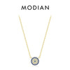 MODIAN 925 Sterling Silver Sexy Eyelash The Hand of Fatima Turquoise Pendant Lucky Blue Eye Necklace For Women Fine Jewelry Gift