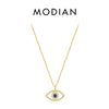 MODIAN 925 Sterling Silver Sexy Eyelash The Hand of Fatima Turquoise Pendant Lucky Blue Eye Necklace For Women Fine Jewelry Gift