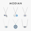MODIAN 925 Sterling Silver Sexy Eyelash The Hand of Fatima Turquoise Pendant Lucky Blue Eye Necklace For Women Fine Jewelry Gift