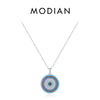 MODIAN 925 Sterling Silver Sexy Eyelash The Hand of Fatima Turquoise Pendant Lucky Blue Eye Necklace For Women Fine Jewelry Gift