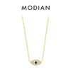 MODIAN 925 Sterling Silver Sexy Eyelash The Hand of Fatima Turquoise Pendant Lucky Blue Eye Necklace For Women Fine Jewelry Gift