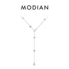 MODIAN 925 Sterling Silver Shambhala Sparkling Zirconia Ball Chain Luxury Shiny Y Shape Necklace For Women Fine Choker Jewelry