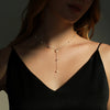 MODIAN 925 Sterling Silver Shambhala Sparkling Zirconia Ball Chain Luxury Shiny Y Shape Necklace For Women Fine Choker Jewelry