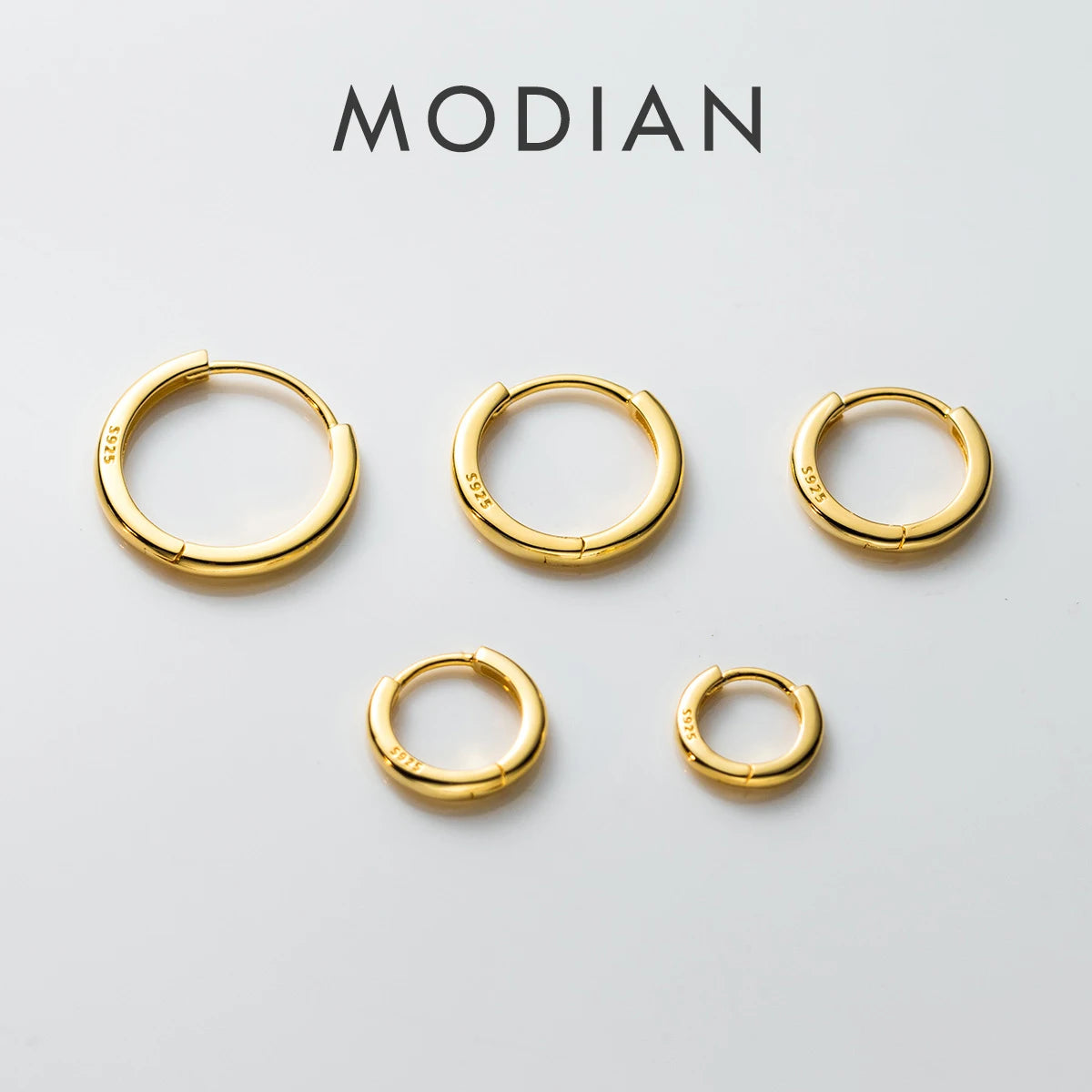 MODIAN 925 Sterling Silver Simple Circle Ear Buckle14mm - 18mm Platinum Plated Hypoallergenic Hoop Earrings For Women Jewelry