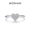 MODIAN 925 Sterling Silver Simple Classic Heart Love Dazzling Zirconia Ring For Women Wedding Platinum Plated Fine Jewelry Gifts