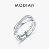 MODIAN 925 Sterling Silver Simple Geometric Cross Line Finger Ring For Women Original Design Birthday Gift Fine Jewelry