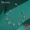 MODIAN 925 Sterling Silver Simple Natural Turquoise Charm Link Chain Bracelet For Women Vintage Jewelry Pulseira