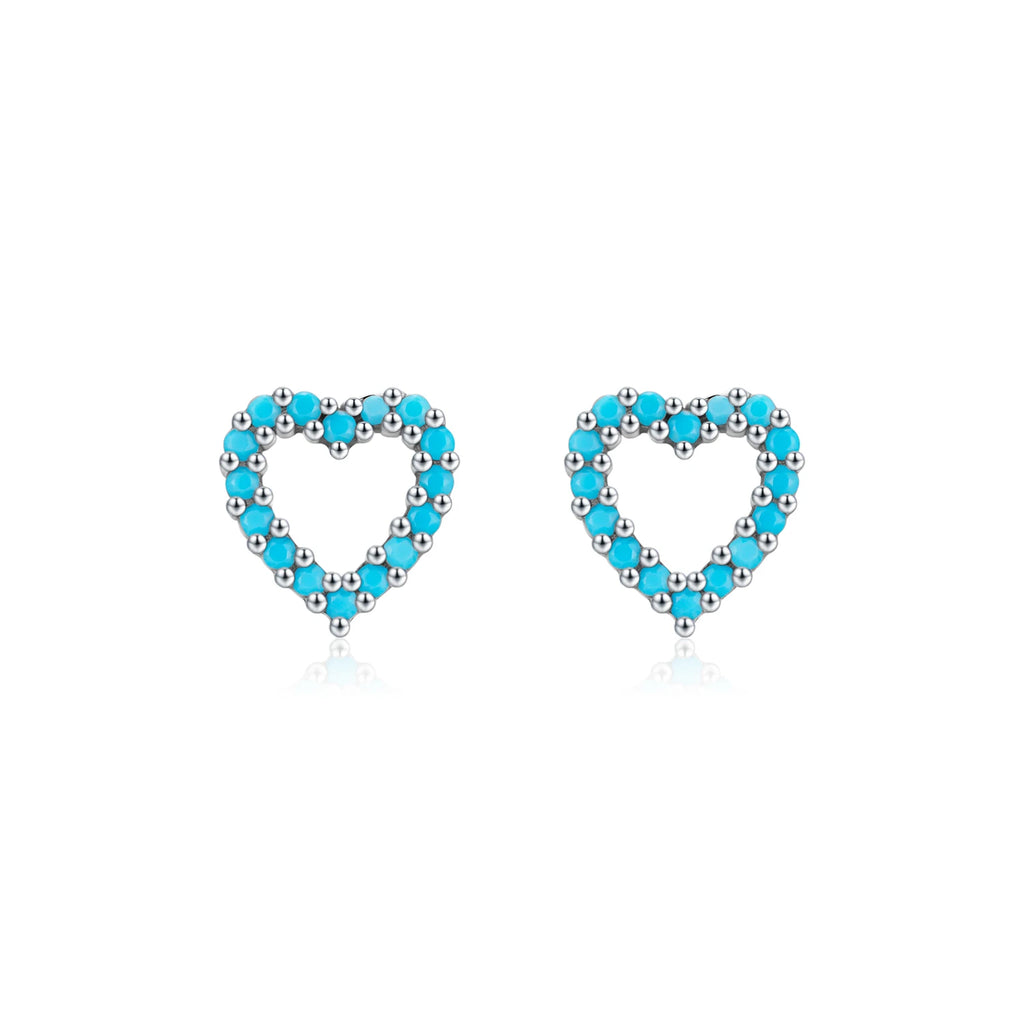 MODIAN 925 Sterling Silver Small Hearts Vintage Turquoise Stud Earrings Classic Stackable Fine Jewelry For Women Gifts