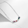 MODIAN 925 Sterling Silver Smile Square Rainbow Colorful Zirconia Pendant Necklace Neck Chain For Women Fine Jewelry