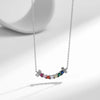 MODIAN 925 Sterling Silver Smile Square Rainbow Colorful Zirconia Pendant Necklace Neck Chain For Women Fine Jewelry