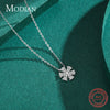 MODIAN 925 Sterling Silver Sparkling Lucky Flower Pendant Necklace for Women Luxury Drop Zirconia Female Wedding Fine Jewelry
