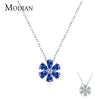 MODIAN 925 Sterling Silver Sparkling Lucky Flower Pendant Necklace for Women Luxury Drop Zirconia Female Wedding Fine Jewelry