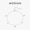 MODIAN 925 Sterling Silver Stars & Beads Charm Pendant Bracelets Gold Color Stackable Link Chain For Women Party Jewelry