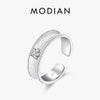 MODIAN 925 Sterling Silver Trendy Scrub Flowers Adjustable Finger Ring Thick Stackable Rings For Women Party Fine Jewelry