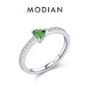 MODIAN 925 Sterling Silver Triangle Green CZ Stackable Finger Rings Platinum Plated Trendy Party Jewelry For Women Gifts