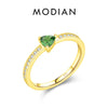 MODIAN 925 Sterling Silver Triangle Green CZ Stackable Finger Rings Platinum Plated Trendy Party Jewelry For Women Gifts