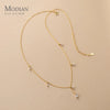 MODIAN 925 Sterling Silver Twinkling CZ Water Drop Necklace Chain for Women Gold Color Link Wedding Statement Fine Jewelry Gifts