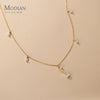 MODIAN 925 Sterling Silver Twinkling CZ Water Drop Necklace Chain for Women Gold Color Link Wedding Statement Fine Jewelry Gifts