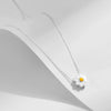 MODIAN 925 Sterling Silver White Enamel Flower Pendant Necklace Charm Daisy Neck Link Chain For Women Hypoallergenic Jewelry
