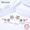 MODIAN Authentic 925 Sterling Silver CZ Exquisite Stackable Star Stud Earrings for Women Jewelry Valentine's Day Gift