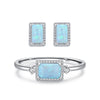 MODIAN Authentic 925 Sterling Silver Jewelry Set Exquisite Natural Opal Rings & Earrings For Women Wedding Engagement Jewelry