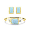 MODIAN Authentic 925 Sterling Silver Jewelry Set Exquisite Natural Opal Rings & Earrings For Women Wedding Engagement Jewelry