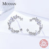 MODIAN Authentic 925 Sterling Silver Luminous Cubic Zircon Irregular Moon Stud Earrings for Women Sterling Silver Jewelry BSE030