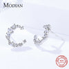 MODIAN Authentic 925 Sterling Silver Luminous Cubic Zircon Irregular Moon Stud Earrings for Women Sterling Silver Jewelry BSE030