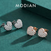 MODIAN Authentic 925 Sterling Silver Romantic Heart Love Sparkling Clear Cubic Zircon Jewelry Sets For Women Anniversary Gifts