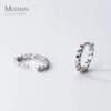 MODIAN Authentic 925 Sterling Silver Small Rainbow Color Zirconia Hoop Earrings For Women Fine Jewelry Ear Buckles