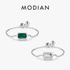 MODIAN Authentic 925 Sterling Silver Vintage Emerald Cut Ring For Women Exquisite Adjustable Link Chain Rings Fine Jewelry