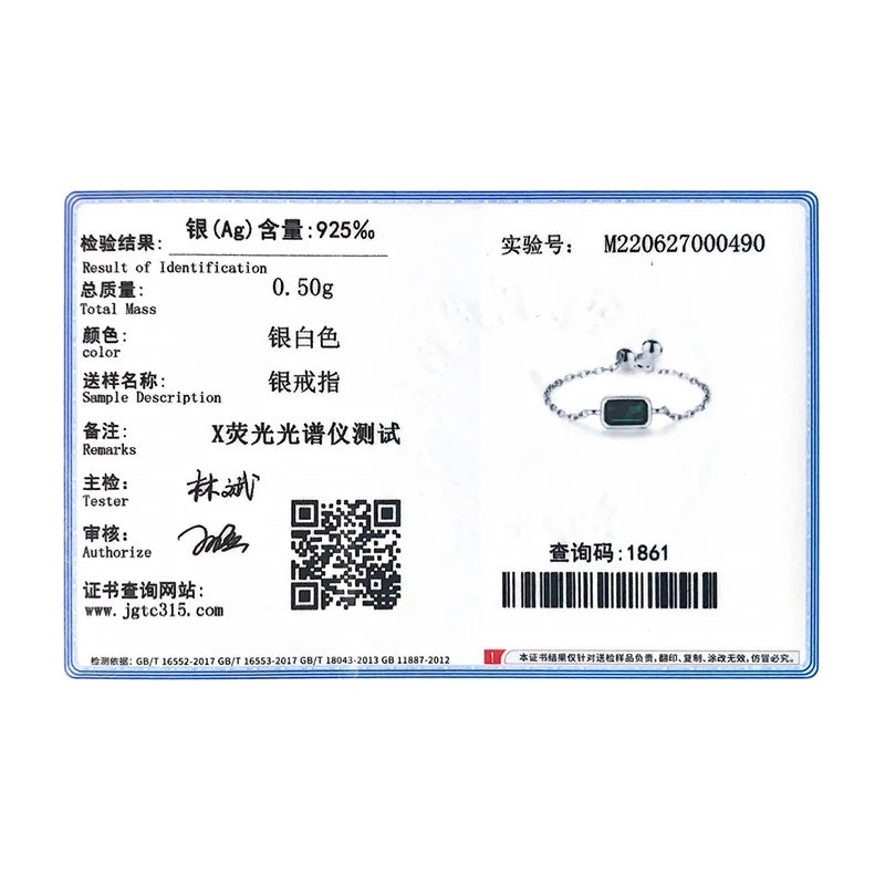 MODIAN Authentic 925 Sterling Silver Vintage Emerald Cut Ring For Women Exquisite Adjustable Link Chain Rings Fine Jewelry