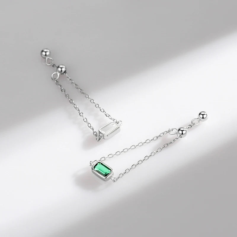 MODIAN Authentic 925 Sterling Silver Vintage Emerald Cut Ring For Women Exquisite Adjustable Link Chain Rings Fine Jewelry
