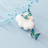 MODIAN Blue Enamel Lovely Butterflies Stud Earring for Women 925 Sterling Silver Insect Ear Studs Fine Jewelry Bijoux