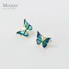 MODIAN Blue Enamel Lovely Butterflies Stud Earring for Women 925 Sterling Silver Insect Ear Studs Fine Jewelry Bijoux