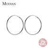 MODIAN Classic Charm Round Simple Collection Hoop Earrings Real 925 Sterling Silver Big Earrings For Women Jewelry
