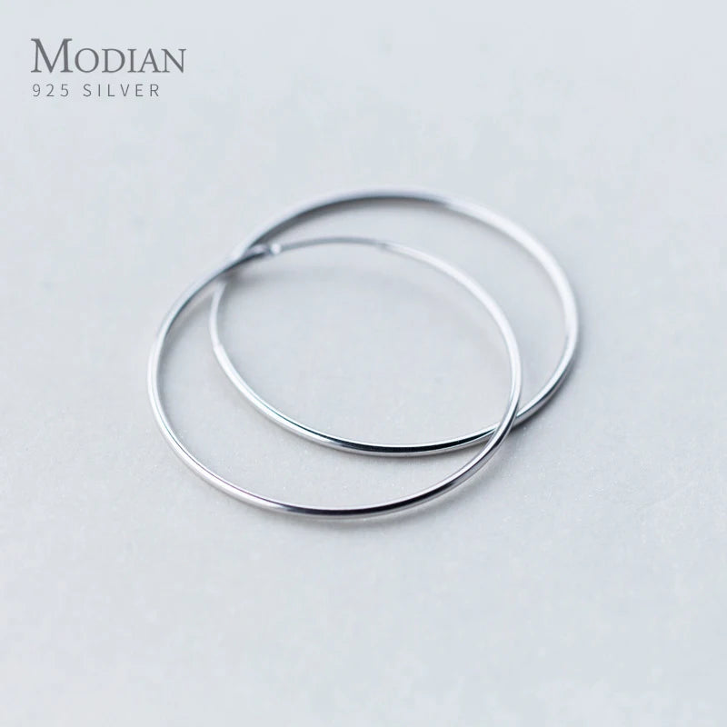 MODIAN Classic Charm Round Simple Collection Hoop Earrings Real 925 Sterling Silver Big Earrings For Women Jewelry