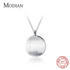 MODIAN Classic Pure 925 Sterling Silver Geometric Concave Round Pendant Necklace for Women Simple Necklace Fine Jewelry