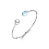 MODIAN Crystal Pearl Bracelets 925 Sterling Silver Adjustable Oval Moonstone Bangle Bracelets For Women Fine Jewelry Gift
