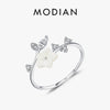 MODIAN Exquisite Shell Pearl Thin Flower Ring Real 925 Sterling Silver Opening Size Stackable Finger Rings For Women Jewelry