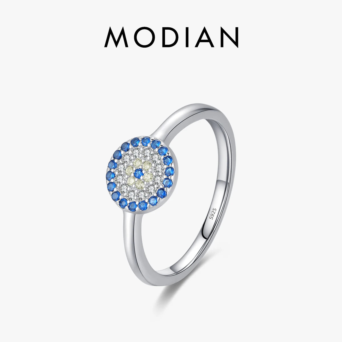 MODIAN Ring For Women Solid 925 Sterling Silver Lucky Blue Eyes Ring For Party Fine Jewelry Accessories Birthday Gifts